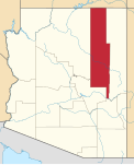 Map of Arizona highlighting Navajo County